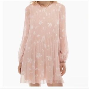 Aritzia Wilfred Daydreamer Mini Dress Peach/Coral & Cream Flowers Large Like New